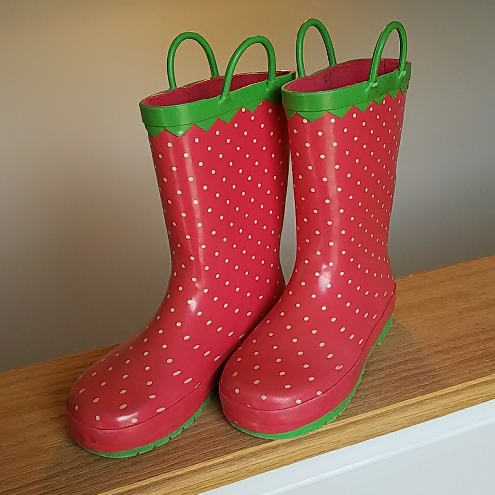 Gymboree Strawberry Rain Boots Size 1Y Pull On